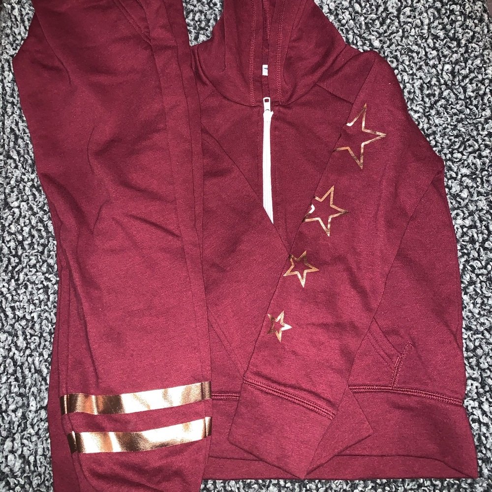 A sweatsuit (sweatpants and matching hoodie)